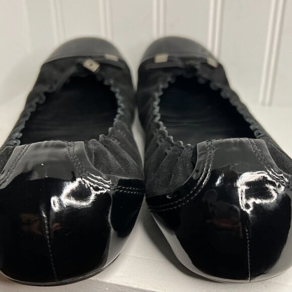 Bally - Black Suede Flats w/ Patent Leather Trim Sz 10 - Picture 7 of 7